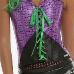 DC Comics The Joker Lace up Halter Top Small Purple Green Corset Costume Cosplay